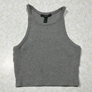 Gray Knit Ribbed Crop Top